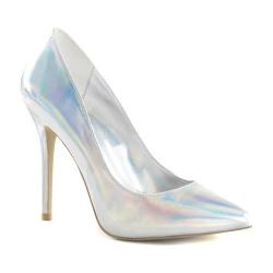 Women's Pleaser Amuse 20 Silver Hologram Polyurethane