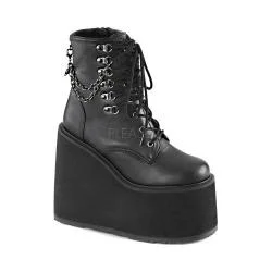 Women's Demonia Swing 101 Ankle Boot Black Vegan Leather