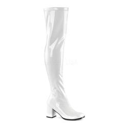 Women's Funtasma Gogo 3000 Thigh High Boot White Stretch Patent
