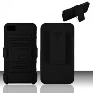 INSTEN Black Advanced Armor Dual Layer Hybrid PC/ Soft Silicone Holster Phone Case With Stand For BlackBerry Z10