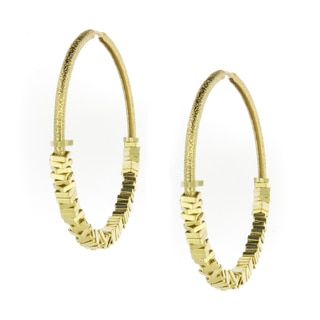 18-Karat Gold-plated Satin Finish Square Beads Hoop Earrings (Brazil)