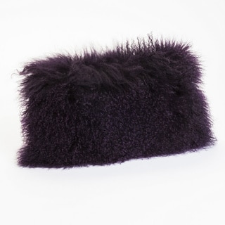 Aurelle Home Lamb Fur Purple Rectangle Throw Pillow