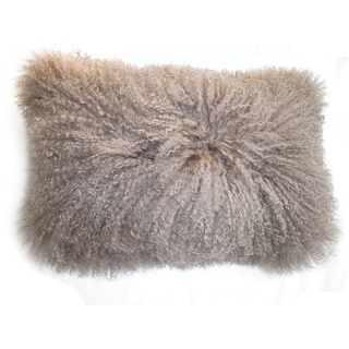 Aurelle Home Lamb Fur Natural Rectangle Throw Pillow