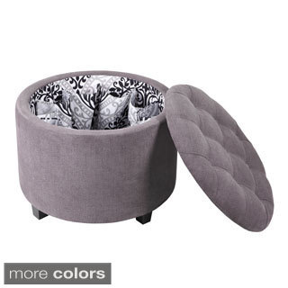 Madison Park Naomi Round Ottoman with Shoe Holder Insert--2 Color Options