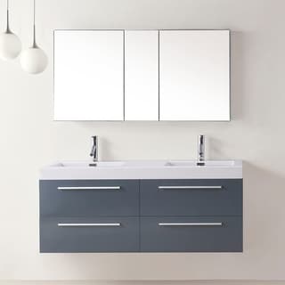 Virtu USA Finley 54-inch Grey Double Sink Bathroom Vanity