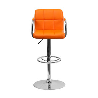 Offex Contemporary Orange Quilted Vinyl Bar Stool
