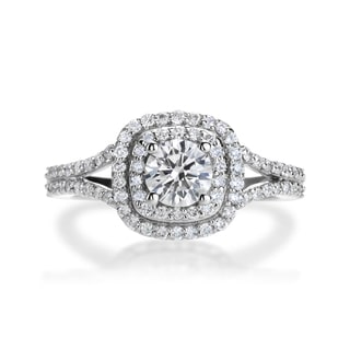 SummerRose 14k White Gold 1ct TDW Diamond Halo Engagement Ring (H-I, SI2-I1)