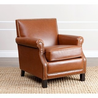 ABBYSON LIVING Chloe Antique Red Leather Club Chair