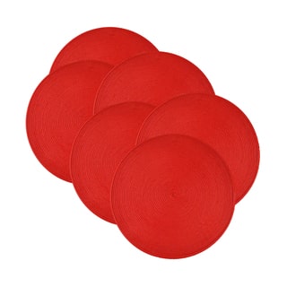 Design Imports Round Braided Tango Red Placemat (Set of 6)