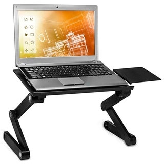 Mount-It! MI-7211 Portable Adjustable Aluminum Laptop Tray with Built-in Dual Cooling Fan and Mouse Tray