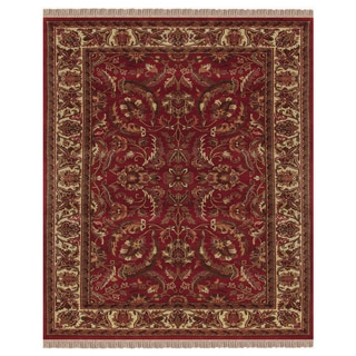 Grand Bazaar Hand-knotted 100-percent Wool Pile Edmonton Rug in Red/Ivory 8'-6" x 11'-6"