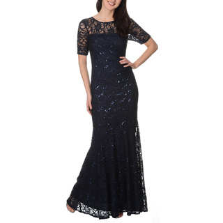 Decode 1.8 Form Fitting Glitter Stretch Lace Gown