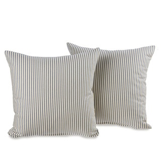Ticking Stripe Blue Decorative 20-inch Throw Pillows (Set of 2)