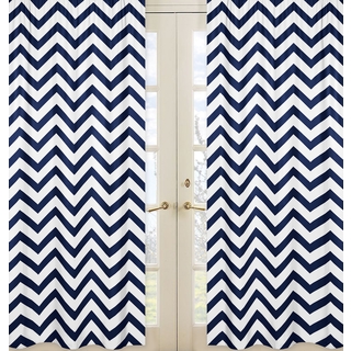 Sweet Jojo Designs Navy Blue and White 84-inch Window Treatment Curtain Panel Pair for Navy Blue and White Chevron Collection