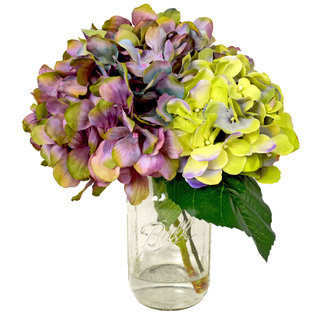 Creative Displays Lavender and Hydrangea Silk Flower Bouquet in Mason Jar Vase