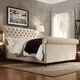 Knightsbridge Beige Linen Rolled Top Tufted Chesterfield Bed with Footboard by iNSPIRE Q Artisan - Thumbnail 1