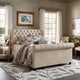 Knightsbridge Beige Linen Rolled Top Tufted Chesterfield Bed with Footboard by iNSPIRE Q Artisan - Thumbnail 0