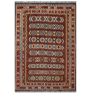 Herat Oriental Afghan Hand-woven Tribal Wool Kilim (8'1 x 11'2)