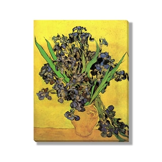 Gallery Direct Vincent Van Gogh's 'Vase with Irises Against a Yellow Background' Gallery Wrapped Canvas