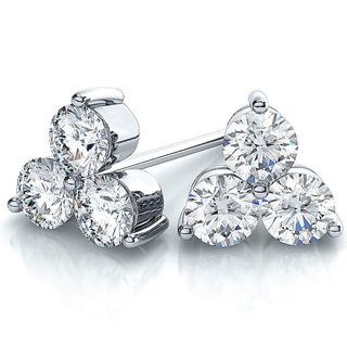 Suzy Levian 14k White Gold 3-stone Diamond Cluster 2/5ct TDW Stud Earrings (G-H, SI2-SI3)