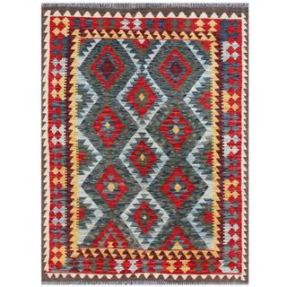 Herat Oriental Afghan Hand-woven Tribal Wool Kilim (4'4 x 5'8)