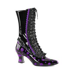 Women's Funtasma Victorian 122 Mid Calf Boot Black/Purple Patent