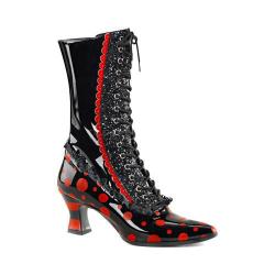 Women's Funtasma Victorian 122 Mid Calf Boot Black/Red Patent