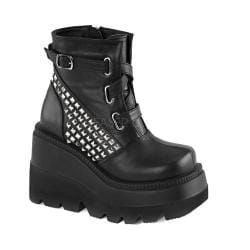Women's Demonia Shaker 50 Platform Ankle Boot Black Vegan Leather
