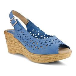 Women's Spring Step Chaya Wedge Sandal Cobalt Blue Nubuck