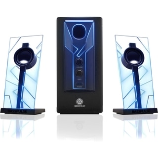 GOgroove BassPULSE Computer Speaker System with Blue LED Glow Lights & Powered Subwoofer