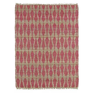 Handmade Natural Fiber Cayon Pink Rug (7'6 x 9')