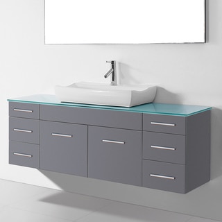 Virtu USA Biagio 56-inch Single Bathroom Vanity Cabinet Set in Grey