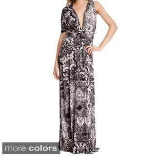 Women's Long Printed Maxi Dress Convertible Wrap Cocktail Gown Bridesmaid Multi Way Dresses One Size Fits 0-12