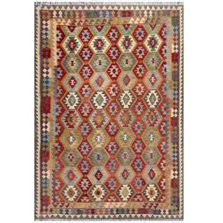 Herat Oriental Afghan Hand-woven Tribal Wool Kilim (7'10 x 11'3)