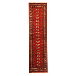 Herat Oriental Pakistan Hand-knotted Tribal Bokhara Red/ Ivory Wool Rug (2'8 x 10')