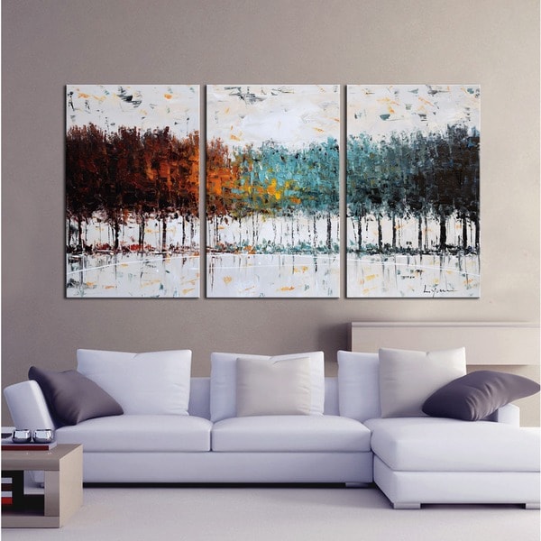 'The Forest 637' Hand Painted Gallery-wrapped Canvas Art Set
