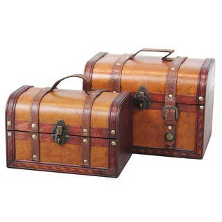 Decorative Leather Treasure Boxes (Set of 2)