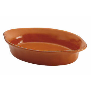 Rachael Ray Cucina Stoneware 2-Quart Oval Baker, Pumpkin Orange