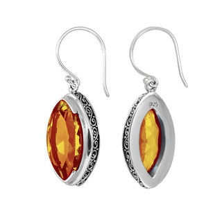 Handcrafted Sterling Silver Bali Faceted Marquise Shape Citrine Earrings (Indonesia)