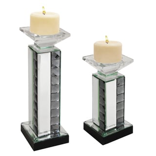 Mirrored Pillar Candle Holder (Set of 2)