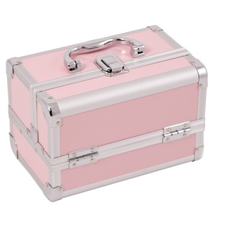 Justcase Pink 2-tier Extendable Tray Makeup Case w/Mirror