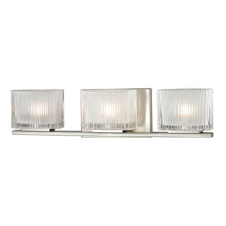 Brushed Nickel Chiseled Glass Collection 3-Light bath