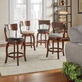 TRIBECCA HOME Lyla Swivel 24-inch Brown Oak Counter Height Linen Barstool