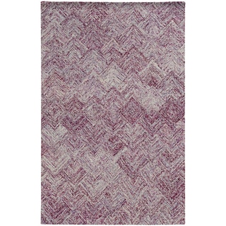Pantone Universe Colorscape Loop Pile Faded Diamond Purple/ Purple Wool Rug (3'6 x 5'6)