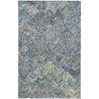 Pantone Universe Colorscape Loop Pile Faded Diamond Charcoal/ Beige Wool Rug (3'6 x 5'6)