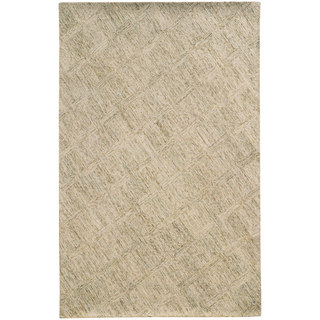 Pantone Universe Colorscape Loop Pile Faded Diamond Beige/ Stone Wool Rug (3'6 x 5'6)
