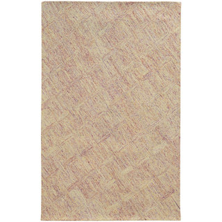 Pantone Universe Colorscape Loop Pile Faded Diamond Pink/ Beige Wool Rug (3'6 x 5'6)