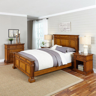 Home Styles Americana Distressed Oak Bed, Two Night Stands, and Chest