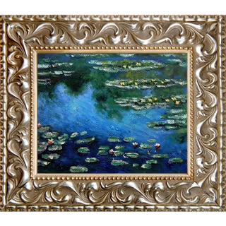 Claude Monet 'Water Lilies' Hand-painted Framed Canvas Art