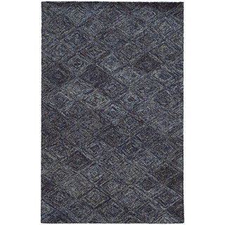 Pantone Universe Colorscape Hand-crafted Loop Pile Blue/ Grey Faded Diamond Wool Area Rug (5' x 8')